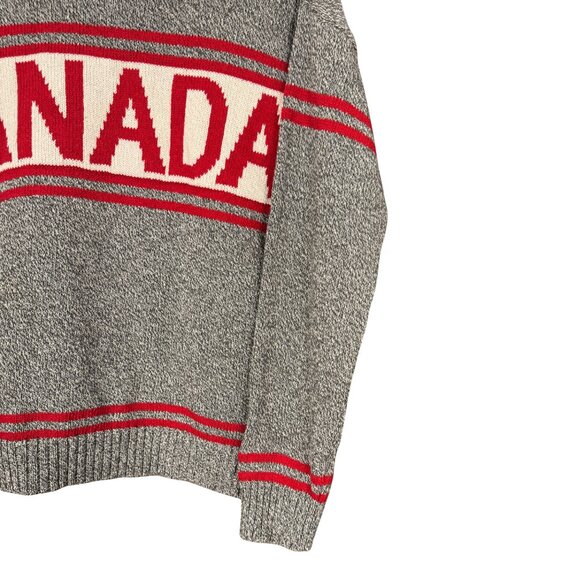 Vintage CANADA Cabin Knit Sweater • Cotton Country • Marled Grey Red • Cabincore - Picture 5 of 7